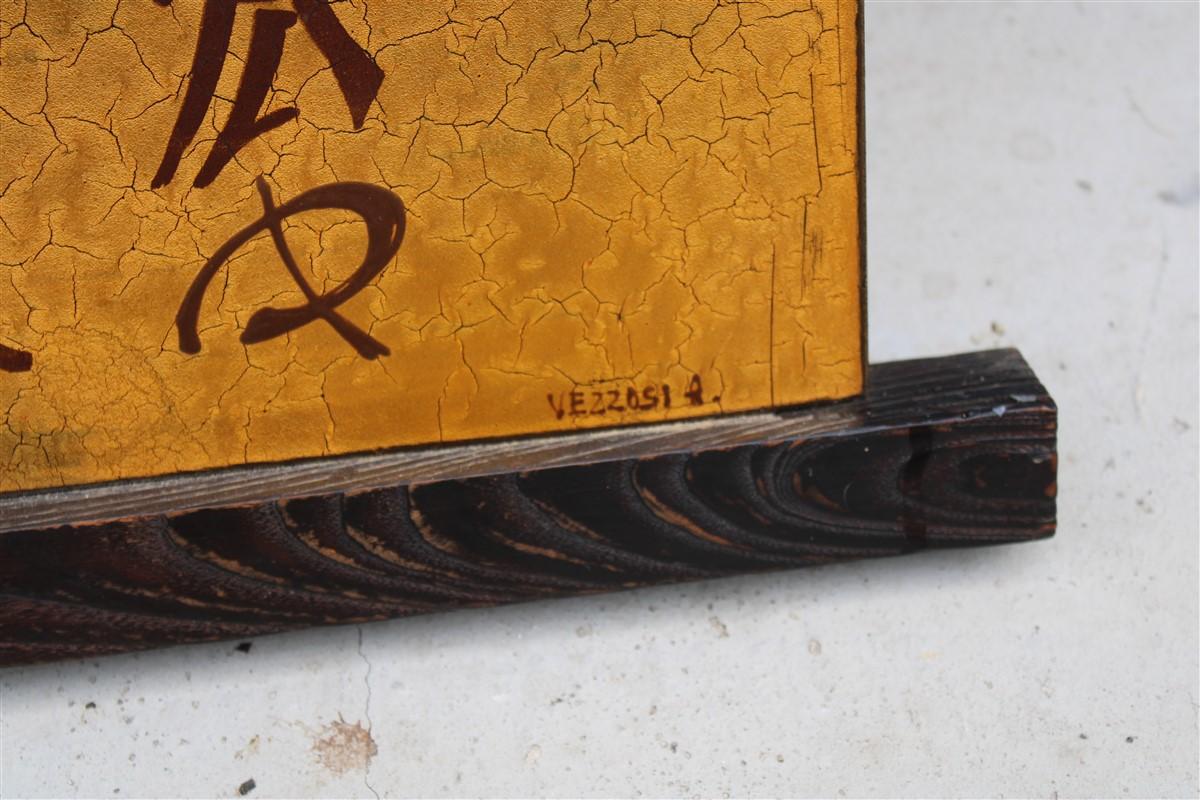 Pannello Decoratico Asiatico Uccelli Fior di Mandorlo smalto su Metallo Italia in vendita 1