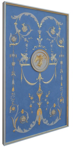 Wedgwood Style Wandtafel Hellblau und Weiß Handgefertigtes Relief von Cupioli