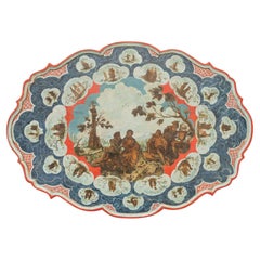 Lackierte und bemalte Holztafel aus dem 18. Jahrhundert, Venedig.