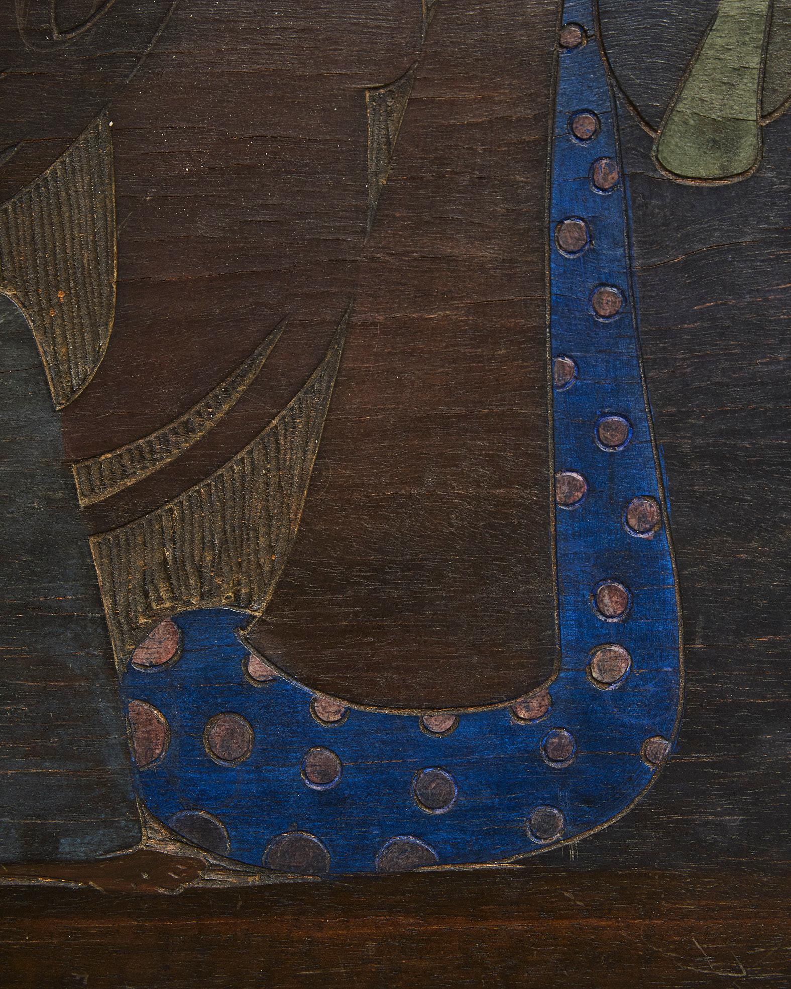 Pannello in legno con angeli, Gino Maggioni per Atelier di Varedo, Italien, 1920 (Frühes 20. Jahrhundert) im Angebot