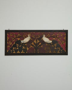 Pannello in legno con colombe, Gino Maggioni per Atelier di Varedo, Italia, 1920