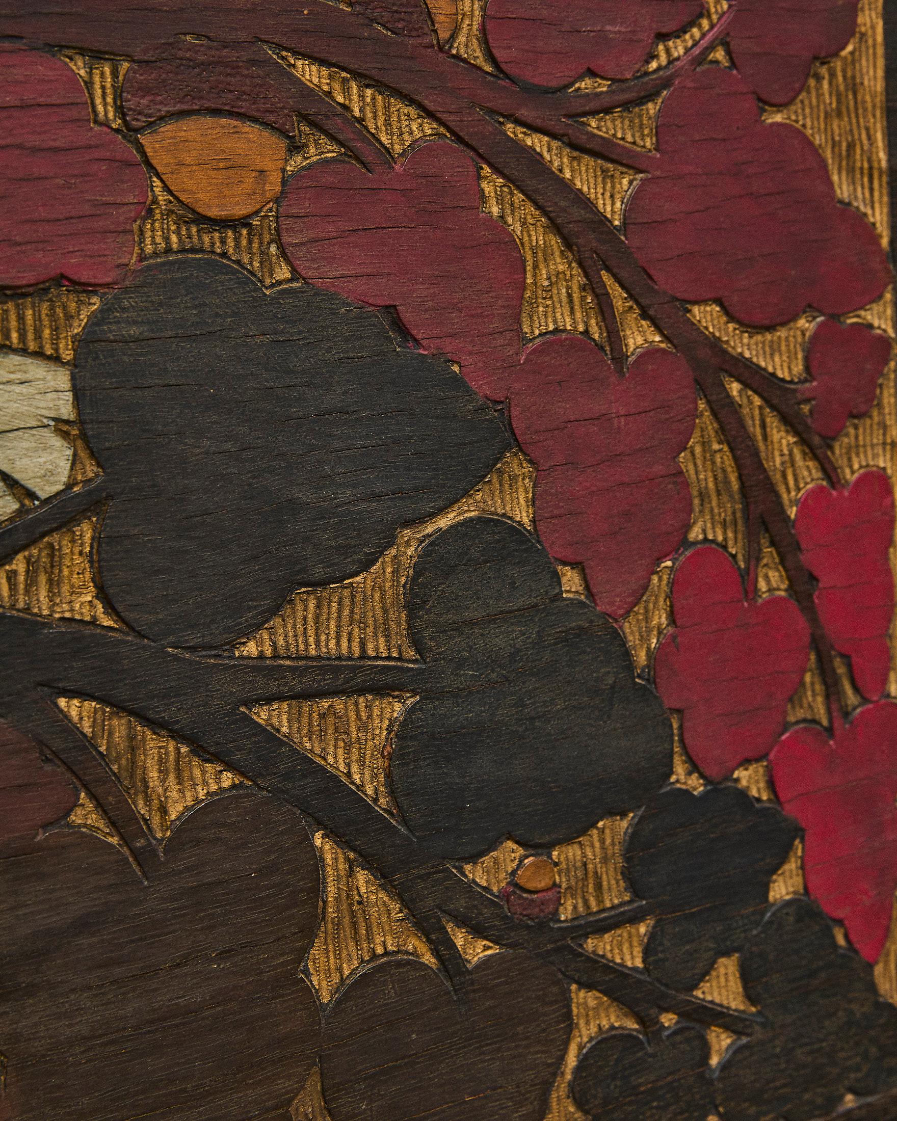 Pannello in legno con colombe, Gino Maggioni per Atelier di Varedo, Italien, 1920 (Frühes 20. Jahrhundert) im Angebot