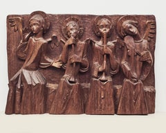 Pannello in legno con quattro angeli musicanti, Angelo Biancini, anni '30