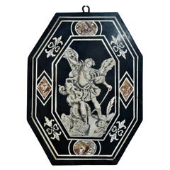 Polychrome Scagliola Panel Italian Manifattura Carpi XVII  "St. Michael's"