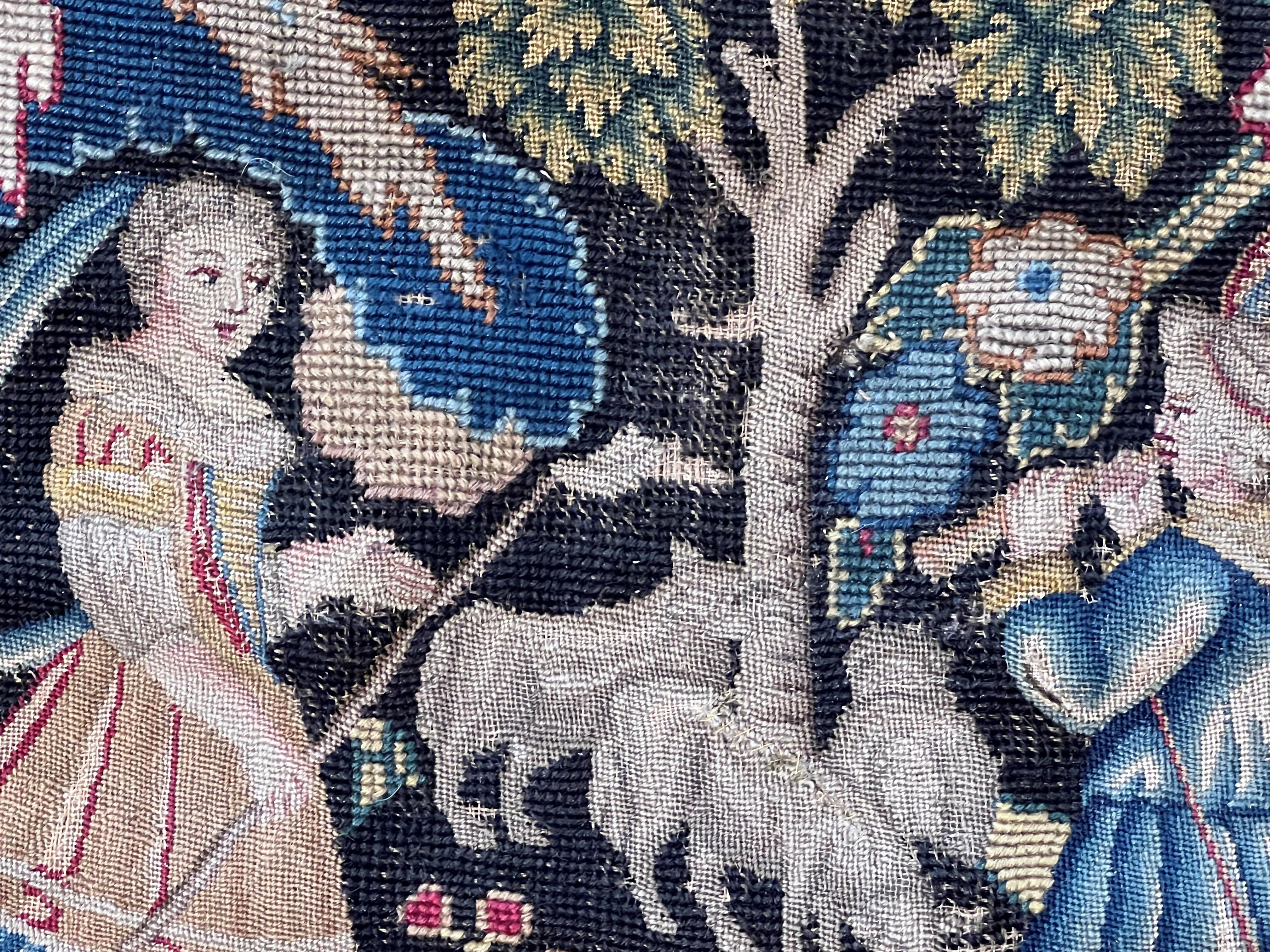 Aubusson Panel embroidered in small sec stitch. XVIII For Sale
