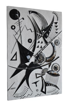 Schwarz-weiße Wandskulptur, handgefertigt in Italien von Cupioli