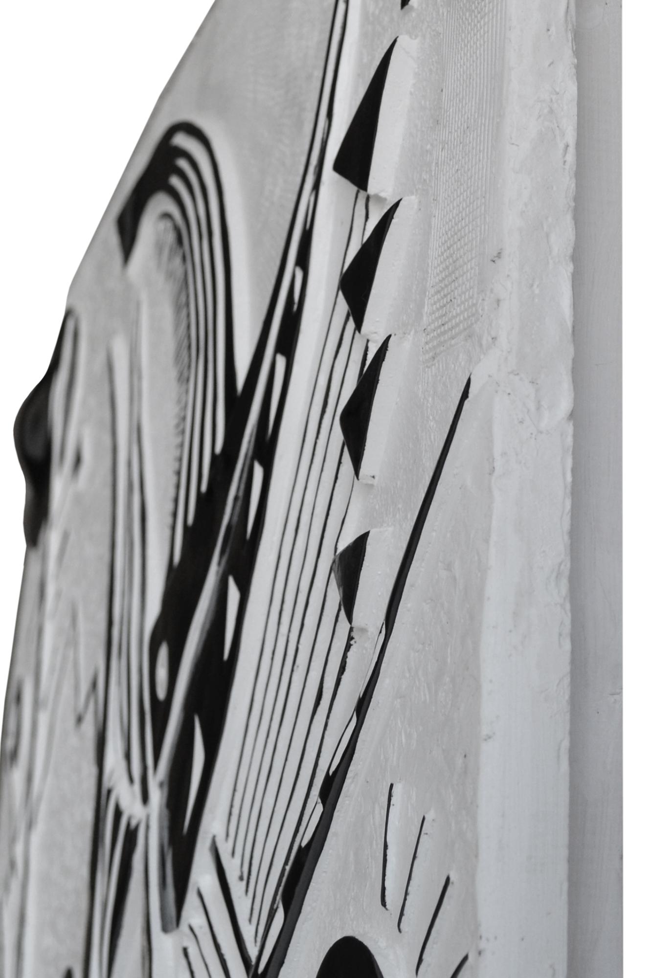 Panel escultórico mural en blanco y negro hecho a mano en Italia por Cupioli Italian en venta