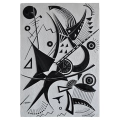 Black and white wall sculpture panel handmade in Italy by Cupioli