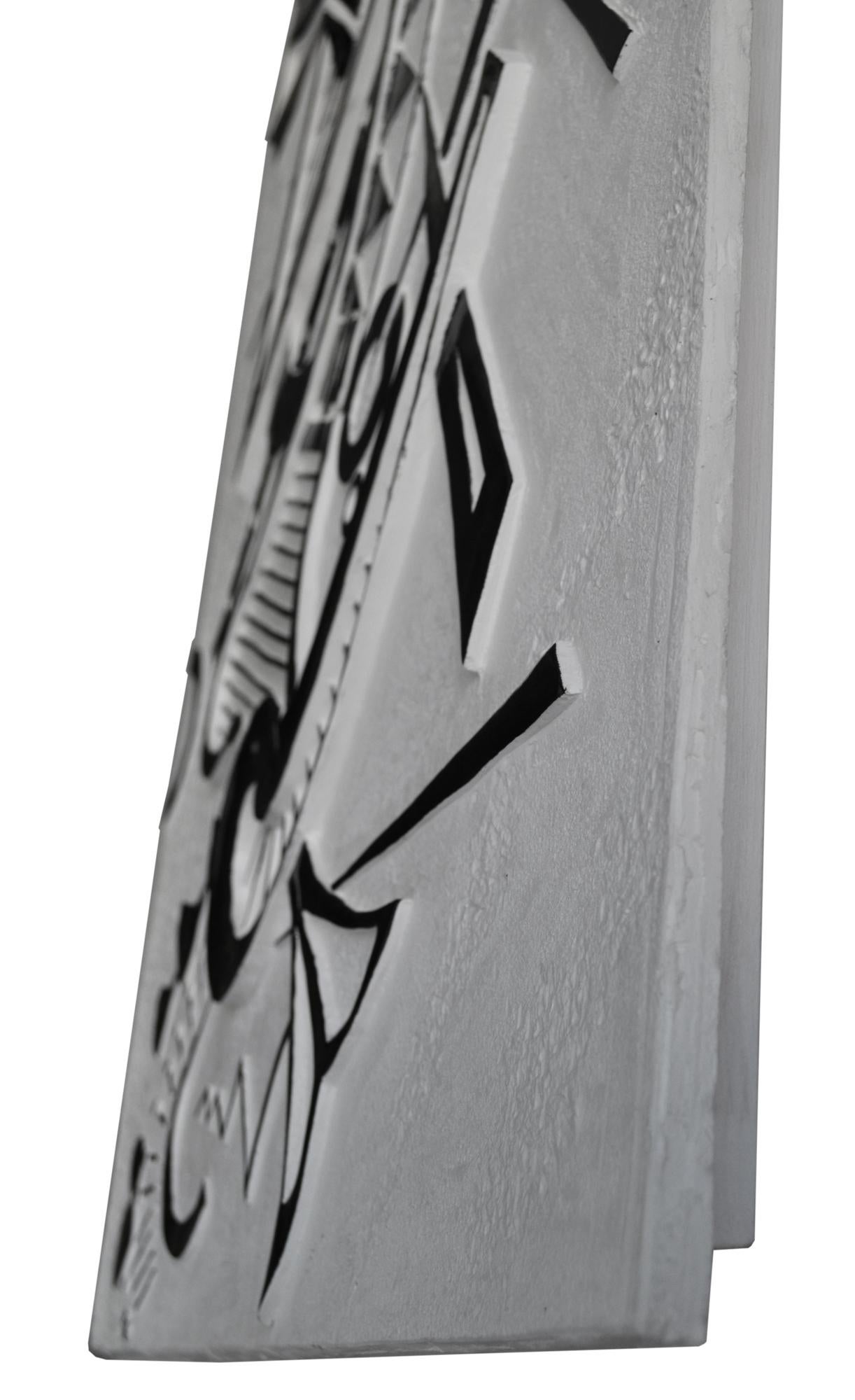 Hand-Crafted Black and White Wall Sculpture Panel Handmade in Italy by Cupioli For Sale