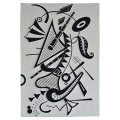 Black and White Wall Sculpture Panel Handmade in Italy by Cupioli
