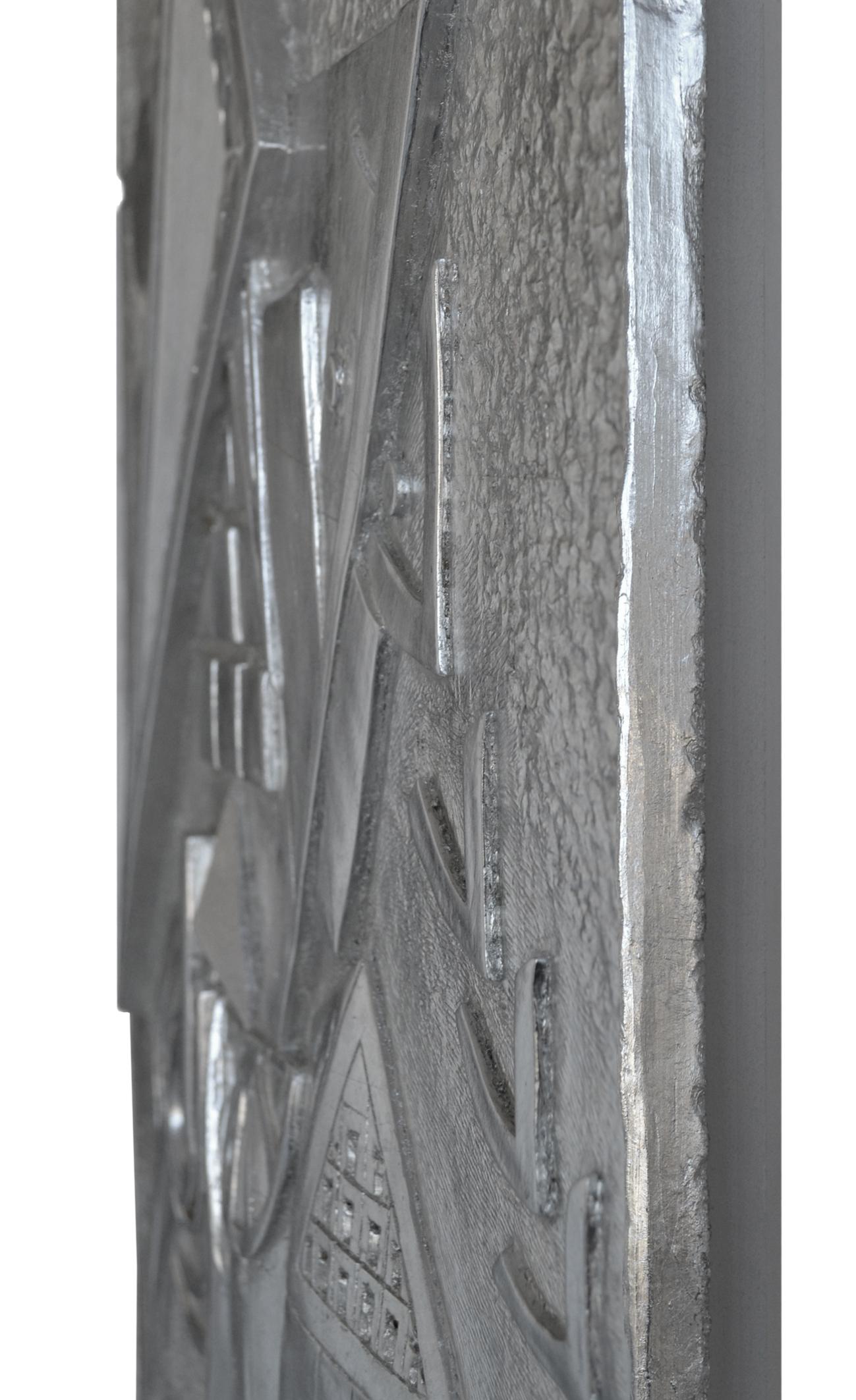 Silver Color Leaf Wall Sculpture Panel Handmade in Italy by Cupioli In New Condition For Sale In Rimini, IT