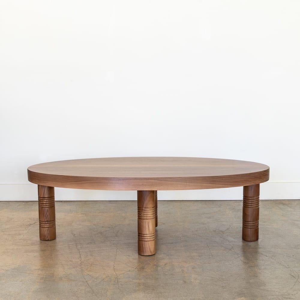 American Panoplie Oval Coffee Table, Walnut For Sale