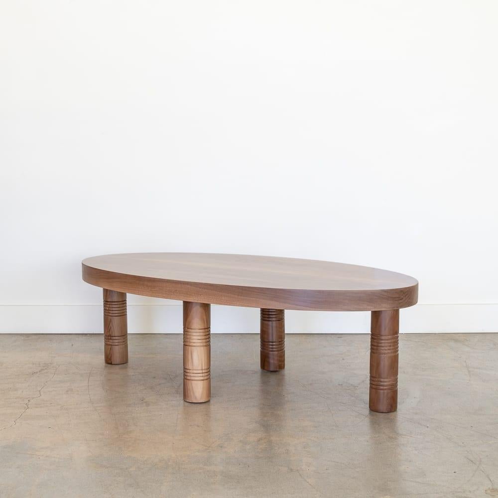 Contemporary Panoplie Oval Coffee Table, Walnut For Sale