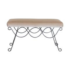 Panoplie Iron Double Loop Bench, Brown Mohair