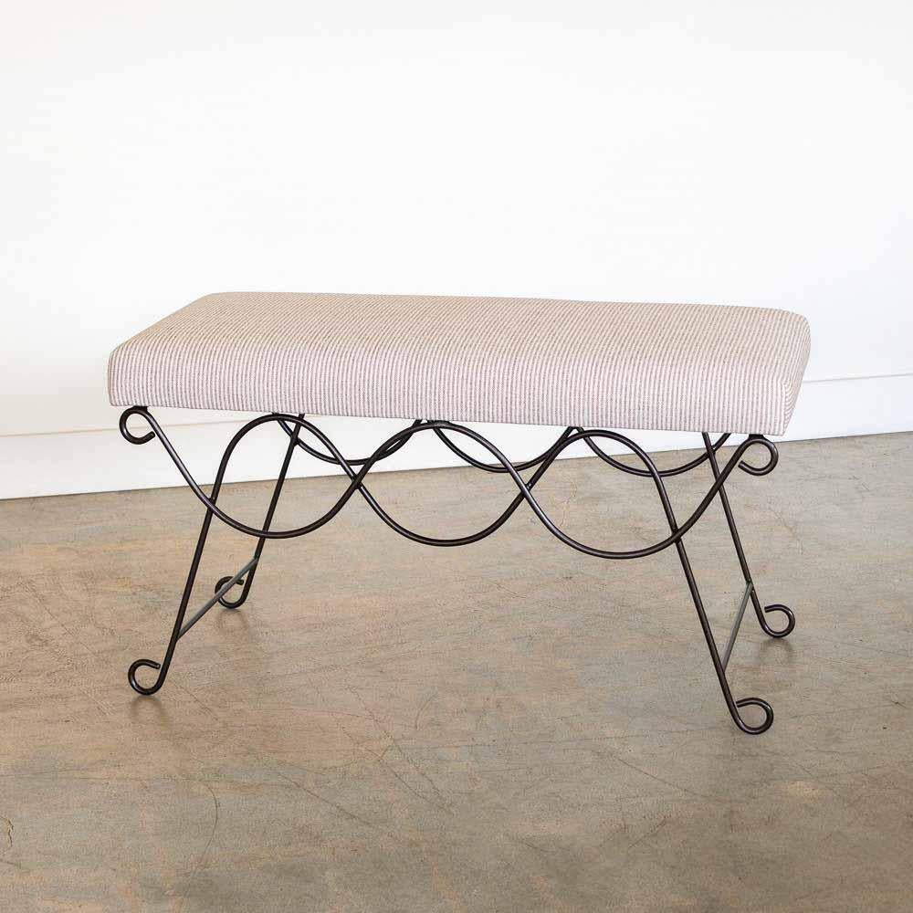Panoplie Iron Double Loop Bench, Brown Stripe For Sale 1