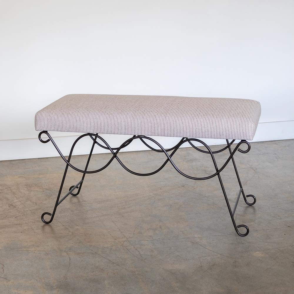 Panoplie Iron Double Loop Bench, Brown Stripe For Sale 4