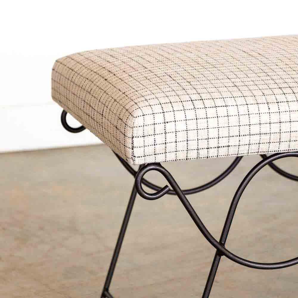 Panoplie Iron Double Loop Bench, Linen Check For Sale 2