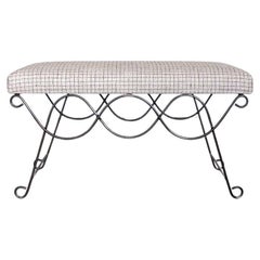 Panoplie Iron Double Loop Bench, Linen Check