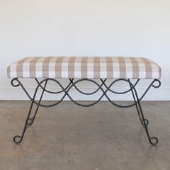 Panoplie Iron Double Loop Bench, Tan Gingham
