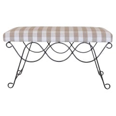 Panoplie Iron Double Loop Bench, Tan Gingham