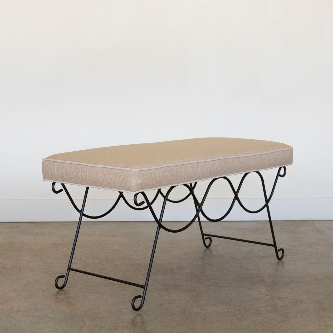 Contemporary Panoplie Iron Double Loop Bench, Trim For Sale