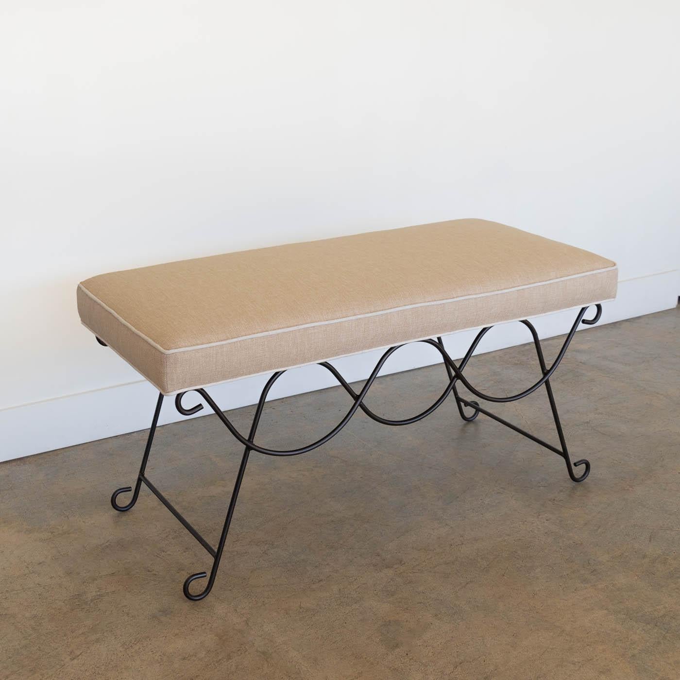 Linen Panoplie Iron Double Loop Bench, Trim For Sale