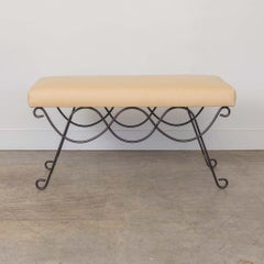 Panoplie Iron Double Loop Bench, Yellow Linen