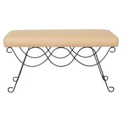 Panoplie Iron Double Loop Bench, Yellow Linen