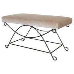 Panoplie Iron Loop Bench, Brown Mohair