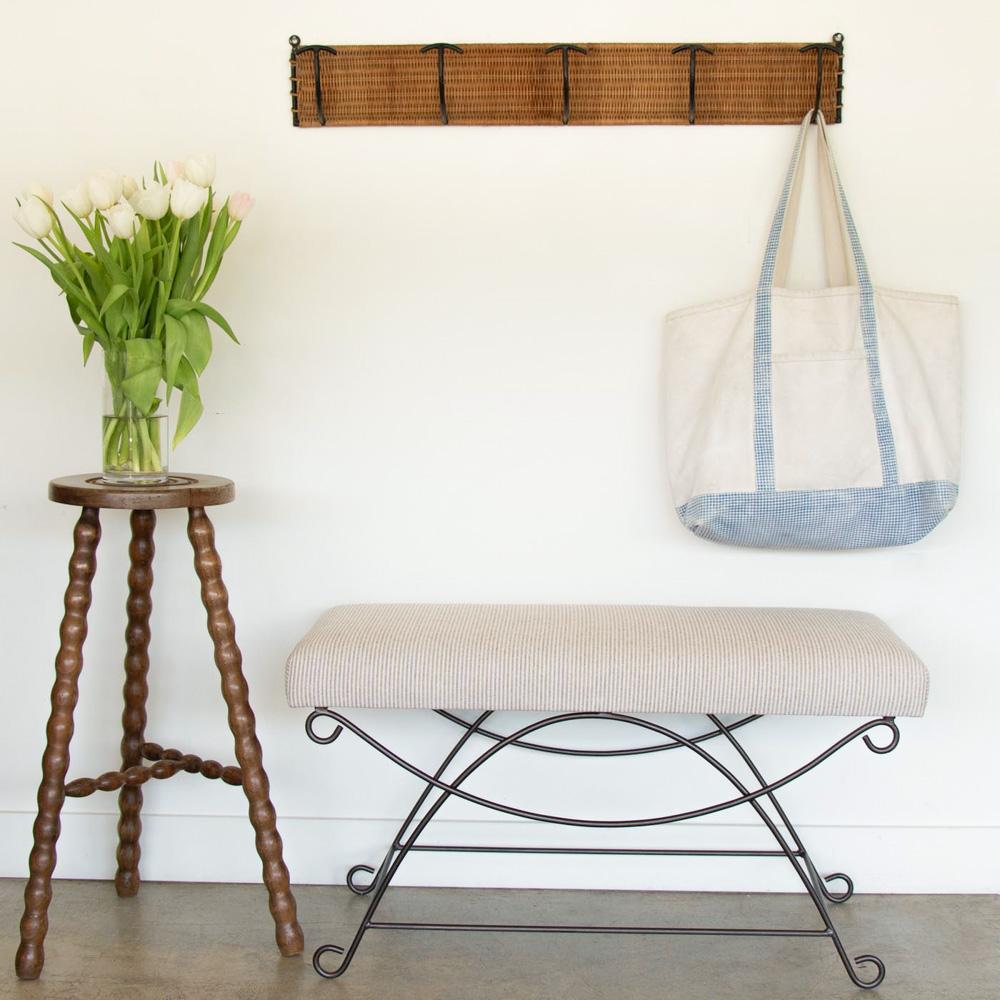American Panoplie Iron Loop Bench, Brown Stripe For Sale