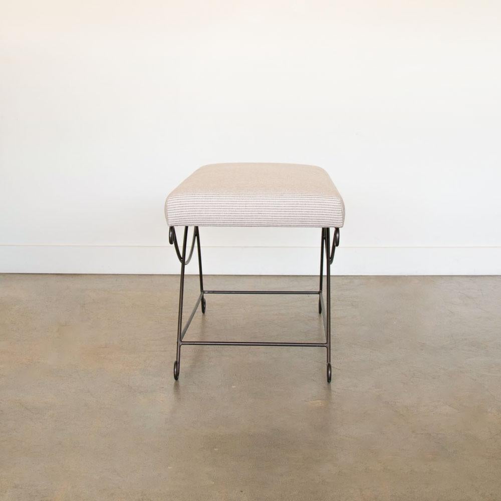 Contemporary Panoplie Iron Loop Bench, Brown Stripe For Sale