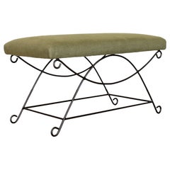 Panoplie Iron Loop Bench, Green Linen