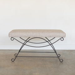 Panoplie Iron Loop Bench, Linen Check