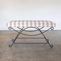 Panoplie Iron Loop Bench, Tan Gingham