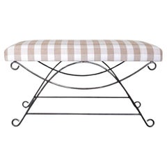 Panoplie Iron Loop Bench, Tan Plaid