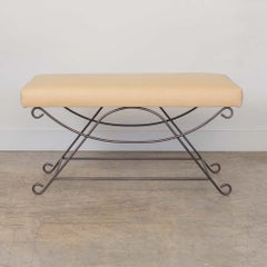 Panoplie Iron Loop Bench, Yellow Linen