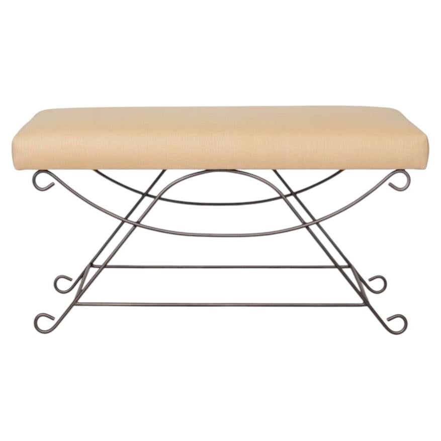 Banc en fer Looping, lin jaune