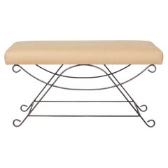 Panoplie Iron Loop Bench, Yellow Linen