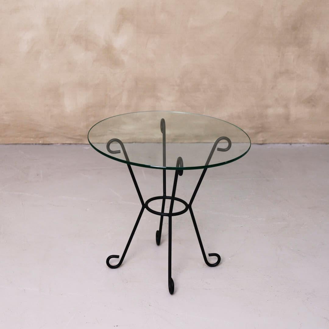 Glass Panoplie Iron Loop Side Table For Sale