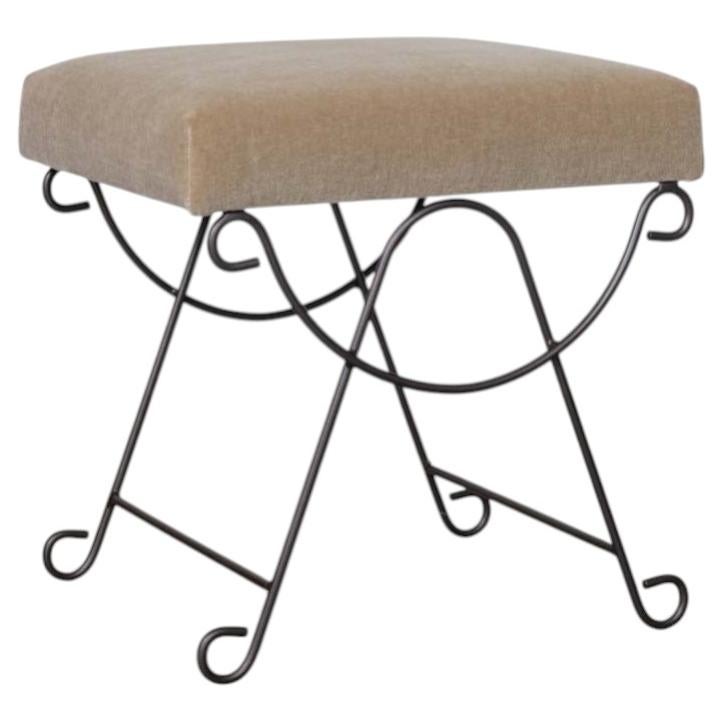 Panoplie Iron Loop Stool, Brown Mohair