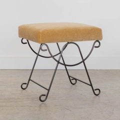 Panoplie Iron Loop Stool, Camel Mohair