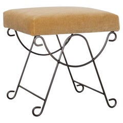 Panoplie Iron Loop Stool, Camel Mohair