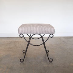 Taburete de lazo de hierro Panoplie, raya marrón