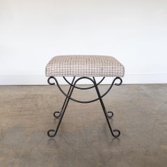 Panoplie Iron Loop Stool, Linen Check