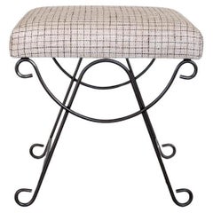 Panoplie Iron Loop Stool with Linen Check
