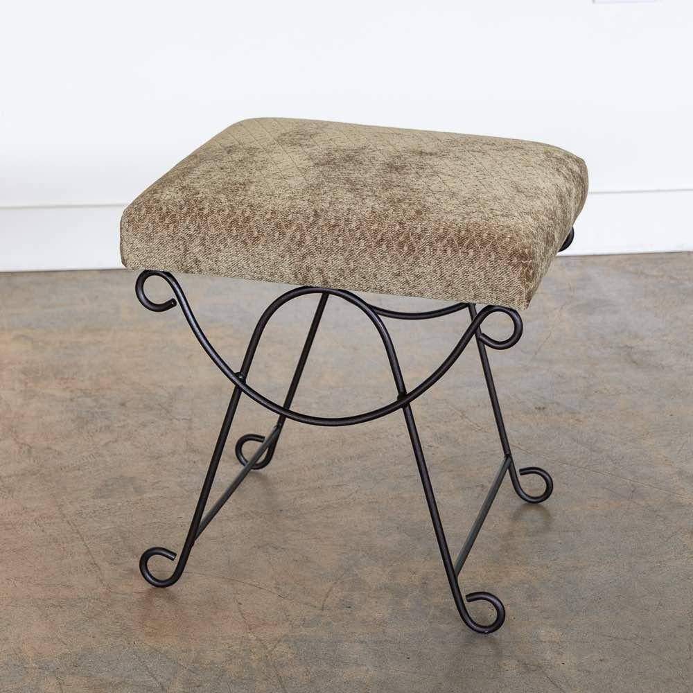 Panoplie Iron Loop Stool with Sage Chenille For Sale 5