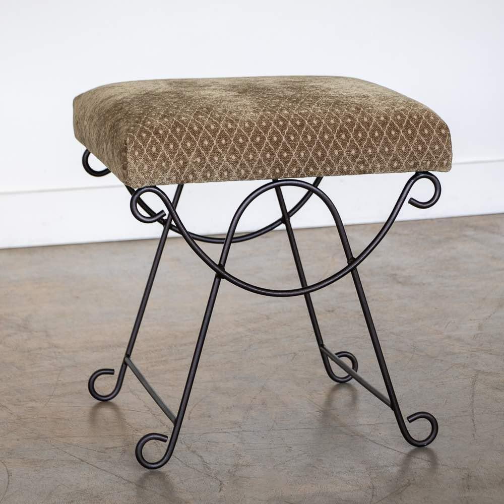 Panoplie Iron Loop Stool with Sage Chenille For Sale 2