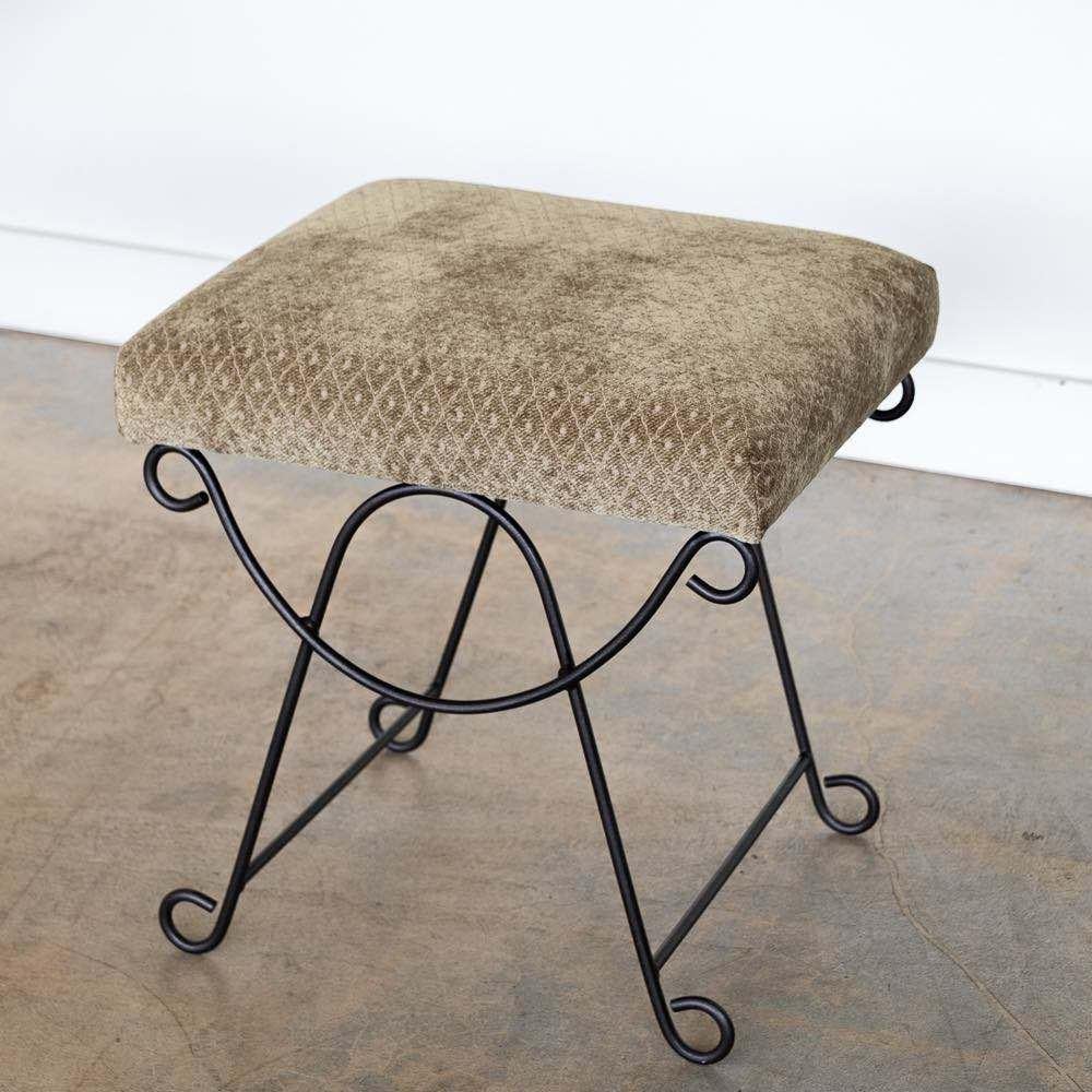 Panoplie Iron Loop Stool with Sage Chenille For Sale 4