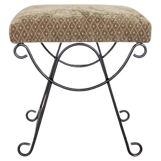 Panoplie Iron Loop Stool with Sage Chenille For Sale
