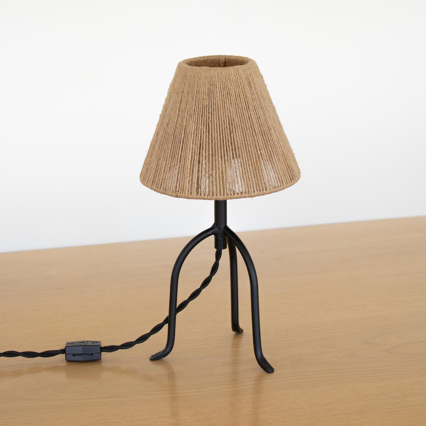 Panoplie Petite Iron Tripod Lamp, Rope Shade For Sale 1